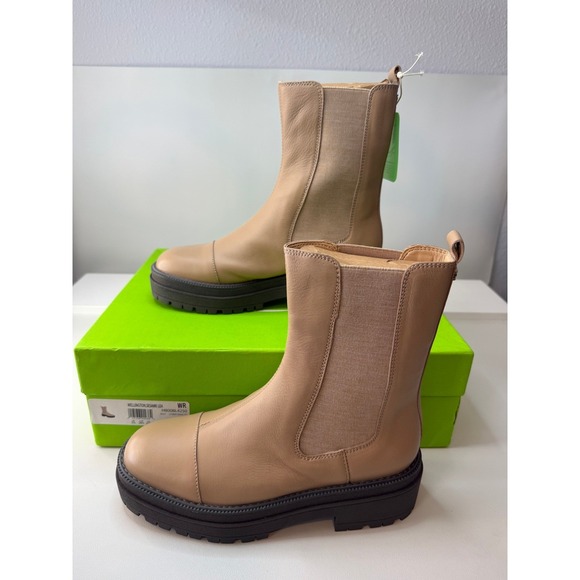 Sam Edelman Shoes - Sam Edelman Wellington Sesame Leather Water Repellent Lug Sole Boots 8.5 NEW